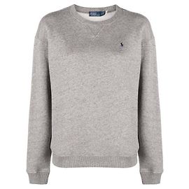 Ralph Lauren Bestickter Fleece-Pullover mit Pony-Logo Silber