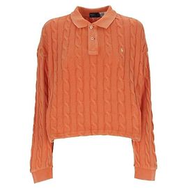 Ralph Lauren Langarm-Polohemd aus Kabelstrick Rot