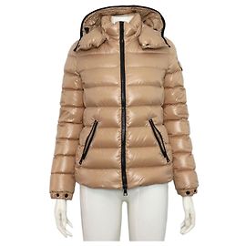 Moncler Shiny Beige Short Padded Jacket Jumper Brown