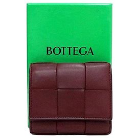 Bottega Veneta Cartera Cassette Intrecciato Burdeos Roja
