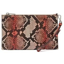 Prada Pochette en peau de serpent python Rouge