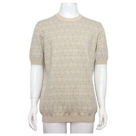 Fendi FF Logo Round Neck Knit Pullover Men Sweat T-Shirt White