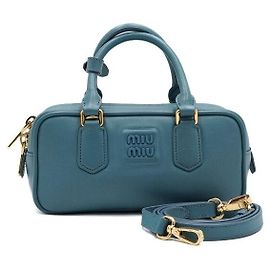 Miu Miu Bolsa Tote Arcadia Regular em Couro Azul e Bolsa de Ombro Azul