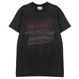 Isabel Marant Camiseta de algodão com logo de manga curta Preto