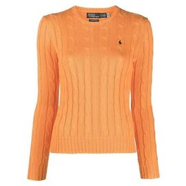 Ralph Lauren Bestickter Kabelstrickpullover Orange
