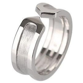 Cartier Double Ring White Gold Size Blanc