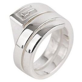 Gucci Logo Spiral Silver Ring Size Silvery
