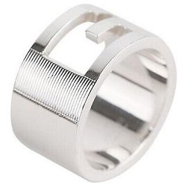Gucci Logo Silver Ring Size Silvery