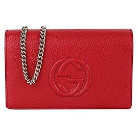 Gucci Bolsa transversal mini Matelassé Marmont Soho WOC com corrente Vermelho
