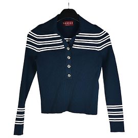 Gucci Verschlungene Streifenstrick Schwarz