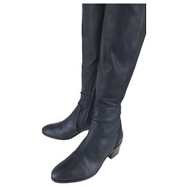 Chanel CC Logo High Boots Black