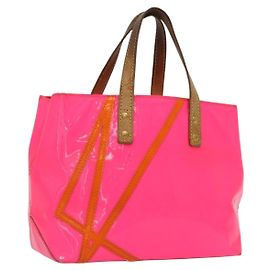 LOUIS VUITTON Sac Reade PM Monogram Vernis Fluo Rose Orange M91903 Auth mr2138 Rose Orange