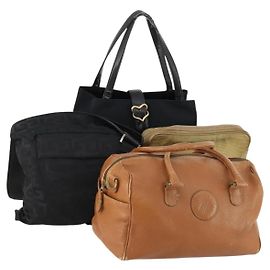Borsa GIVENCHY Saint Laurent in pelle e tela 4 pezzi beige nero marrone Auth 168821 Marrone Nero Beige