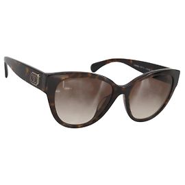 CHANEL Sunglasses plastic Brown CC Auth BA11463 Brown