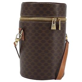 Céline Sac à épaule en toile Macadam CELINE en cuir PVC marron doré Auth LNZ654A Marron Doré