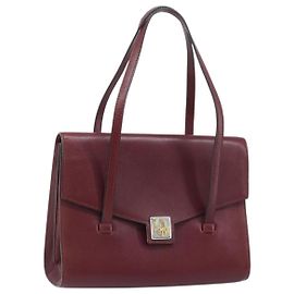 Bolsa de mão Christian Dior em couro vermelho e dourado Auth ka3061 Vermelho Dourado