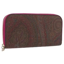 ETRO Cartera Larga Paisley de Cuero PVC Burdeos Auth am10960V Burdeos