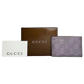 Vintage Gucci Leather Monogram Card Holder Purple Purple