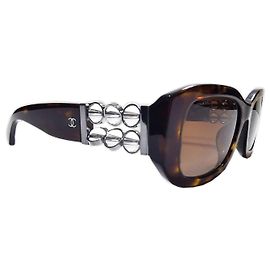 Chanel rectangular tortoiseshell sunglasses with silver bubbles - 5542-A c.714/S9 Brown