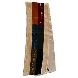 Autre Marque Patchwork-Schal aus Samt und Seide Braun Beige Andere Bordeaux Dunkelblau