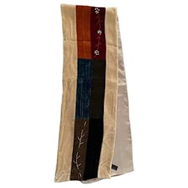 Autre Marque Sciarpa patchwork in velluto e seta Marrone Beige Altro Bordò Blu scuro