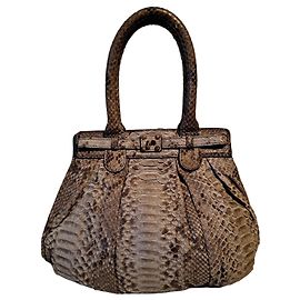 Bolso Hobo Zagliani Puffy de Pitón Gris Gris