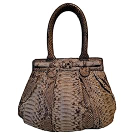 Zagliani Puffy Hobo Bag Grey Python Grey