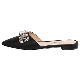 Miu Miu Black satin embellished flats - size EU 38 Black