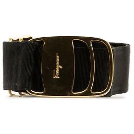 Salvatore Ferragamo Vara Ribbon Nylon Belt Black