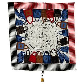 Seidenschal mit Fendi-Handtaschenmotiv Weiß Mehrfarben