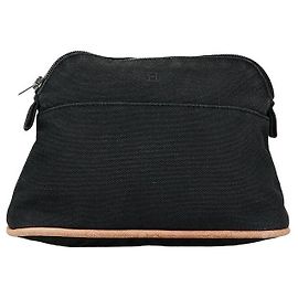Hermès Bolide20 Canvas Leather Pouch Black
