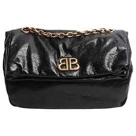 Balenciaga Bolsa de ombro com corrente Monaco preta Preto