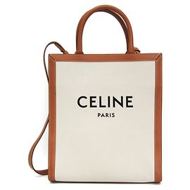 Céline Sac à main cabas vertical petit Celine Blanc cassé Camel
