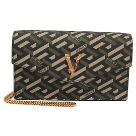 Borsa a Spalla Versace Virtus La Greca Chain Nero Cachi