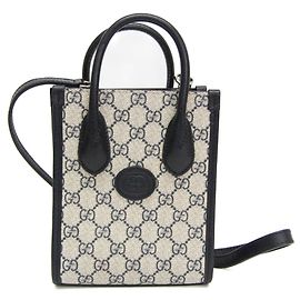 Bolsa Gucci Interlocking G 671623 Bege Azul marinho