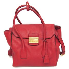 Prada VIT DAINO BN2673 Leather Handbag Red