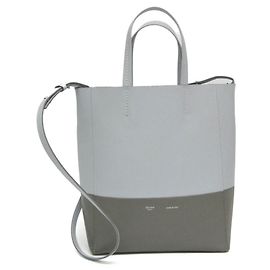 Céline Celine Vertical Cabas Small Leather Shoulder Tote Bag Brown Light blue