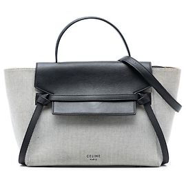 Céline Bolsa de cinto mini em lona e couro cinza Celine Marrom