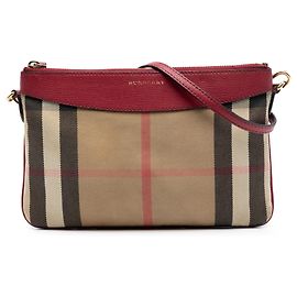 Bolsa transversal Peyton em lona xadrez marrom Burberry Marrom Castanho claro