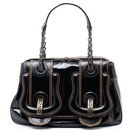 Fendi B Bag Medium aus schwarzem Lackleder Schwarz