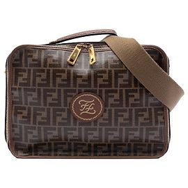 Fendi Brown Zucca Coated Canvas Karligraphy Travel Bag Brown