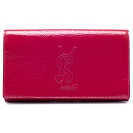 Pochette Belle De Jour en cuir verni texturé rose large de Saint Laurent Rose Autre