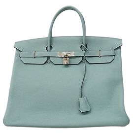 Hermès Hermes Birkin 40 Togo Leather Handbag in Ciel Light blue
