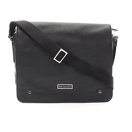 Bulgari Bvlgari BVLGARI Logo Plate Leather Shoulder Bag Black