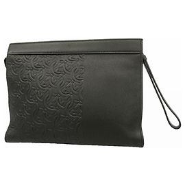 Pochette en cuir Gancini Salvatore Ferragamo Noir