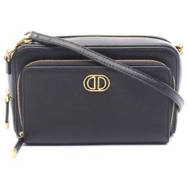 Bolsa de ombro Dior Caro Double Pouch em couro Preto