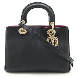 Mini Lederhandtasche Dior Diorissimo Schwarz