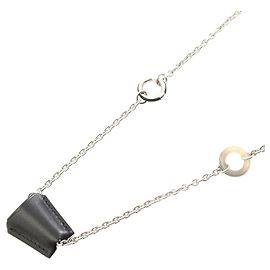 Colar de couro e aço inoxidável Hermès Preto
