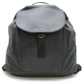 Bottega Veneta Intrecciato Leather Backpack Black Black