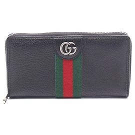 Gucci Ophidia Leather Long Wallet Black Black
